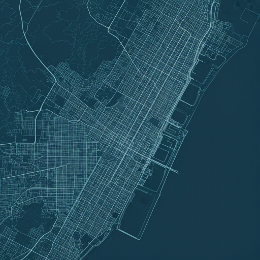 Technical blueprint-style topographical map evoking engineering precision